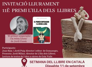 11 de setembre, lliurament de l’11è PREMI L’ILLA DELS LLIBRES